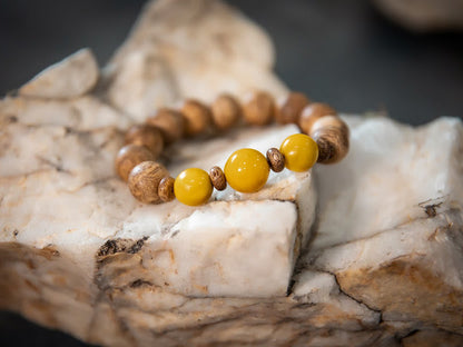 Argarwood Bracelet with Yellow Coral Natural Gemstone (BL1)