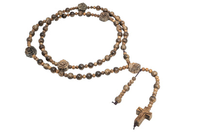 Agarwood Necklace with Rose and Cross Pendant (NL5)