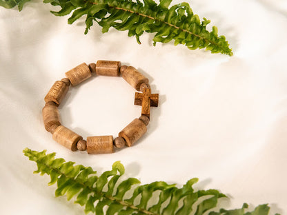 Agardwood Bracelet in Bamboo shape with Cross Charm 14mm (BL8)