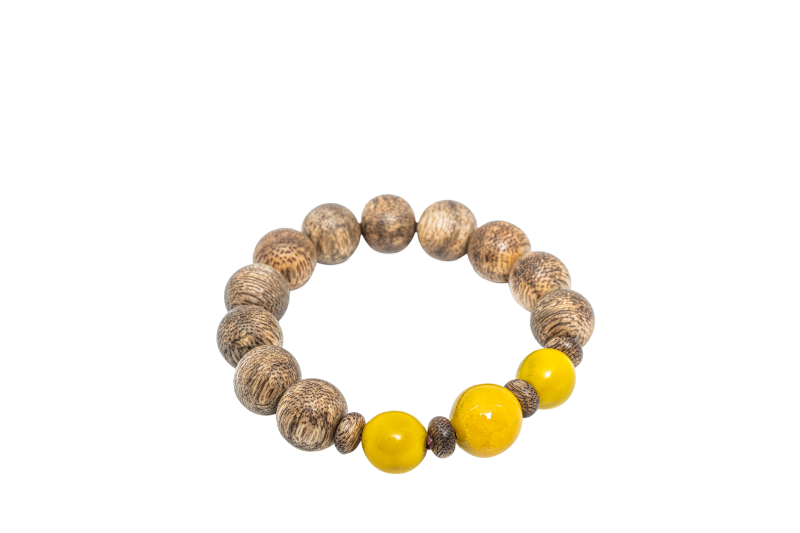 Argarwood Bracelet with Yellow Coral Natural Gemstone (BL1)